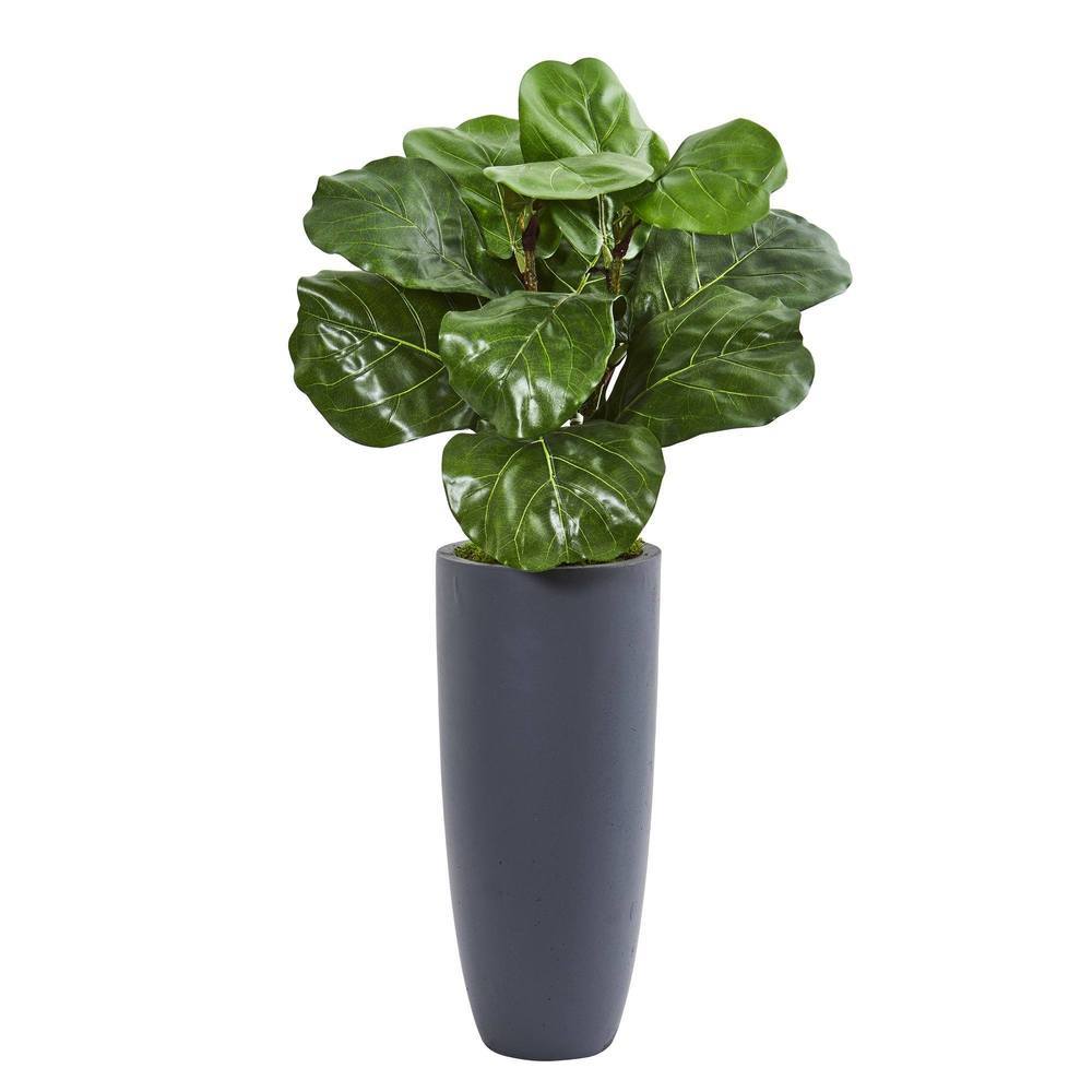 36" Fiddle Leaf Artificial Plant in Gray Planter