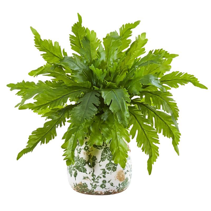 13" Fern Artificial Plant in Floral Vase