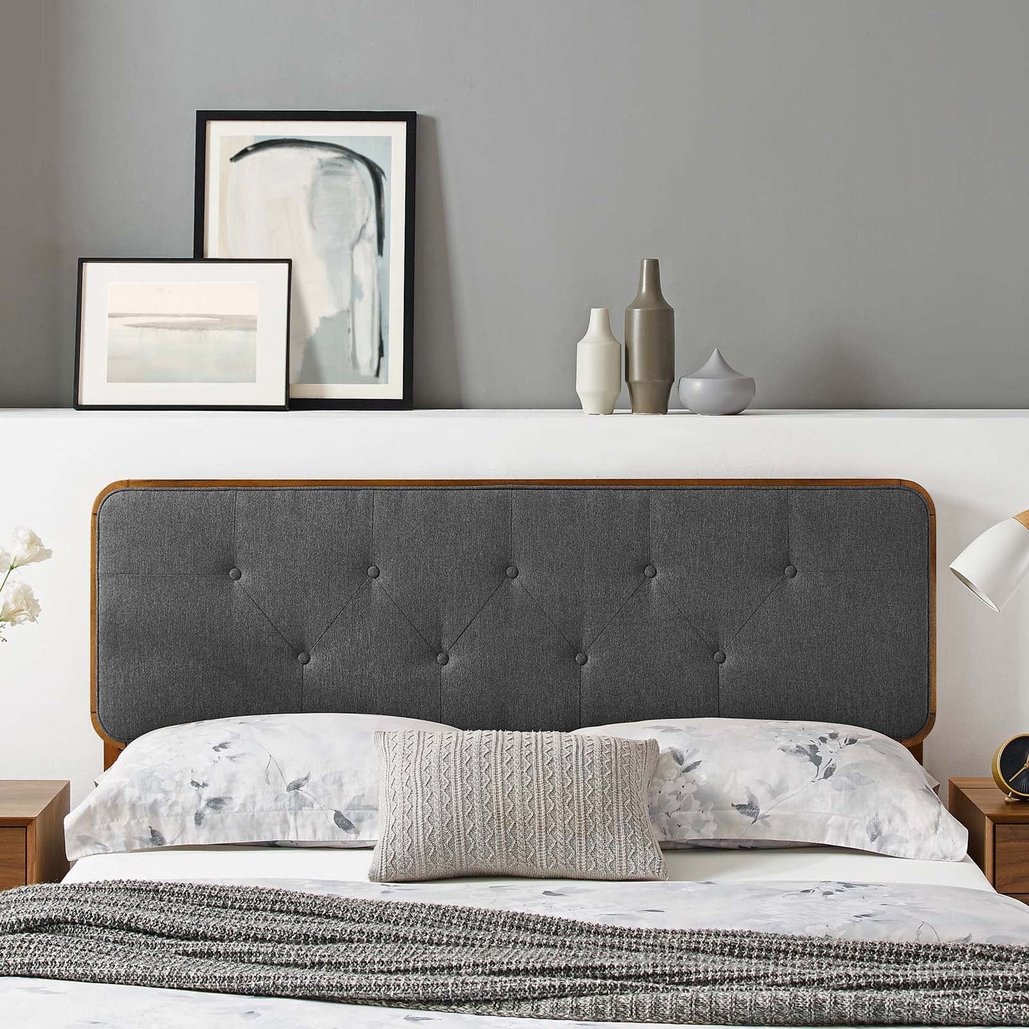 Collins Tufted Fabric and Wood King Headboard by Modway