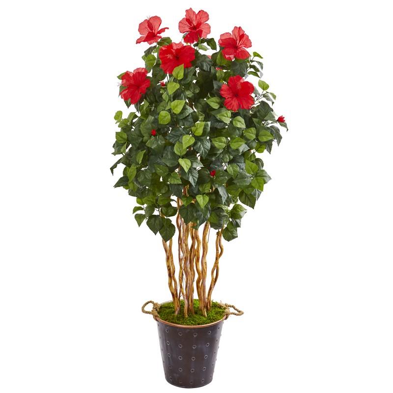 62" Hibiscus Artificial Tree in Decorative Planter