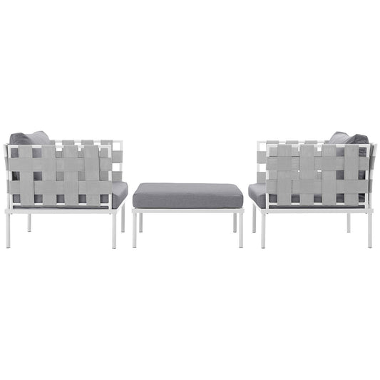 Harmony 3 Piece Outdoor Patio Aluminum Sectional Sofa Set by Modway