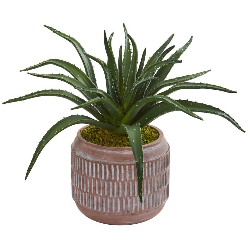 14" Aloe Succulent Artificial Plant in Decorative Planter