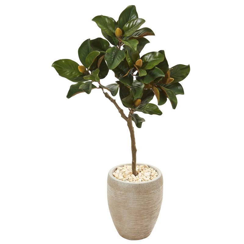 45" Magnolia Leaf Artificial Tree in Sand Colored Planter