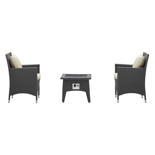 Convene 3 Piece Set Outdoor Patio with Fire Pit in
