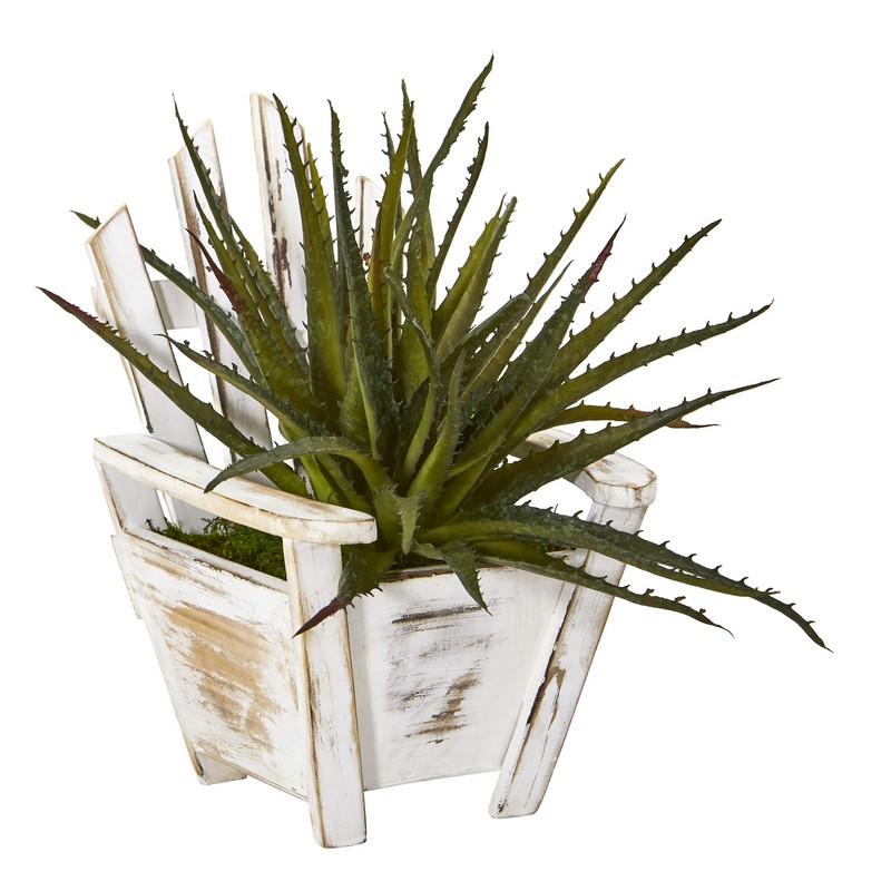 11" Aloe Succulent Artificial Plant in Chair Planter