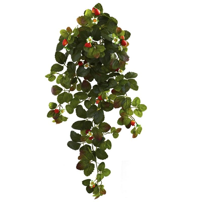 Strawberry Hanging Bush with Berry (Set of 2)