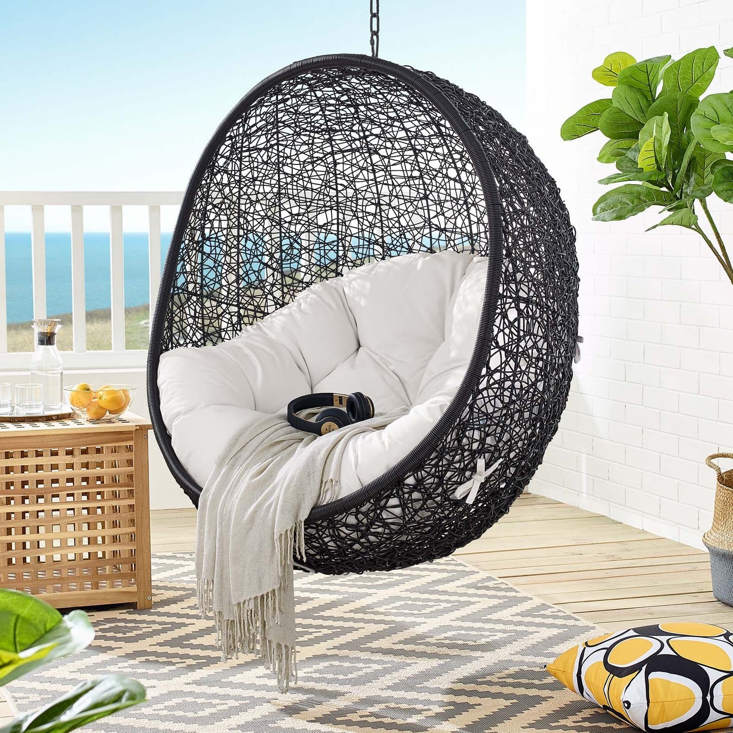 Encase Sunbrella¨ Fabric Swing Outdoor Patio Lounge Chair Without Stand by Modway