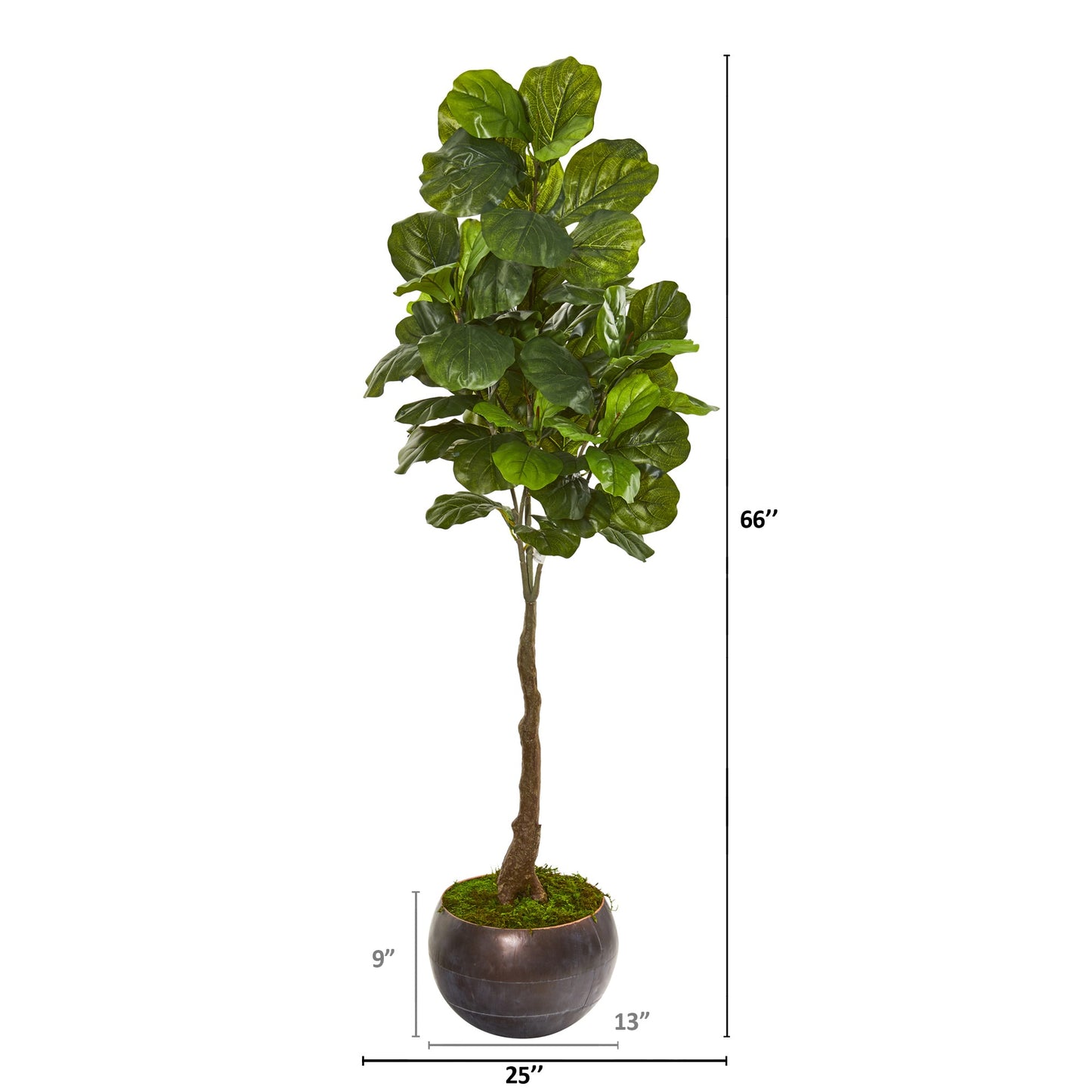 66" Fiddle Leaf Artificial Tree in Metal Bowl (Real Touch)