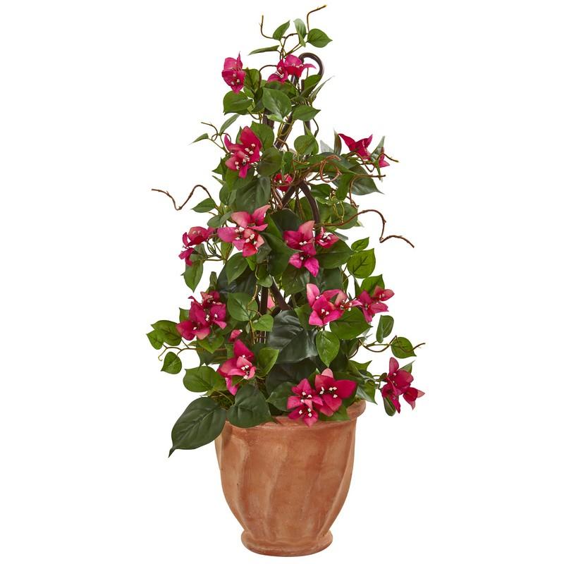 25" Bougainvillea Artificial Climbing Plant in Terra Cotta Planter