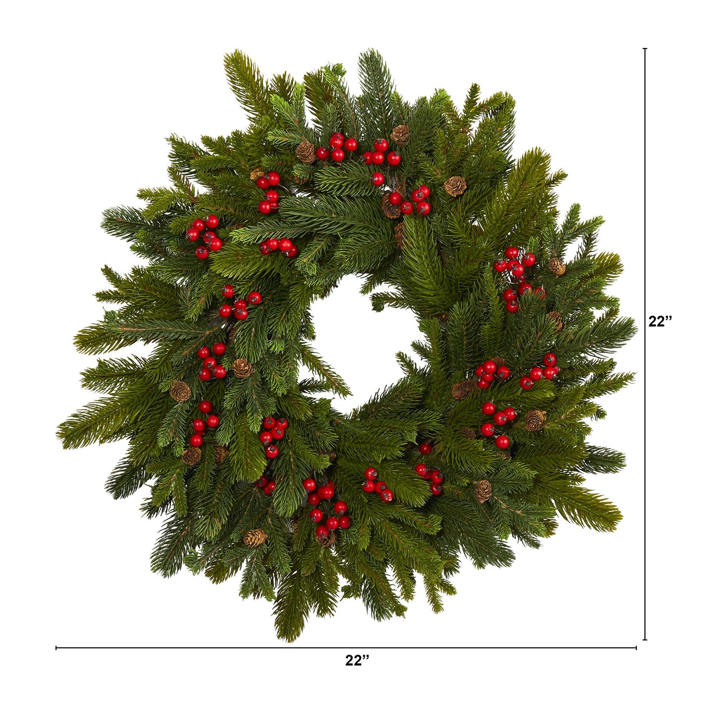 22" Pine, Pinecone and Berry Artificial Wreath