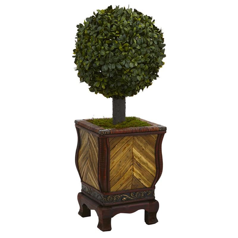 27" Boxwood Ball Topiary Artificial Tree in Decorative Planter