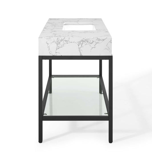 Kingsley 50" Black Stainless Steel Bathroom Vanity by Modway