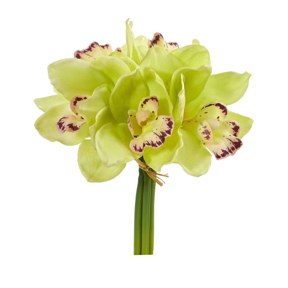 9" Cymbidium Orchid Artificial Flower Bundle (Set of 6)