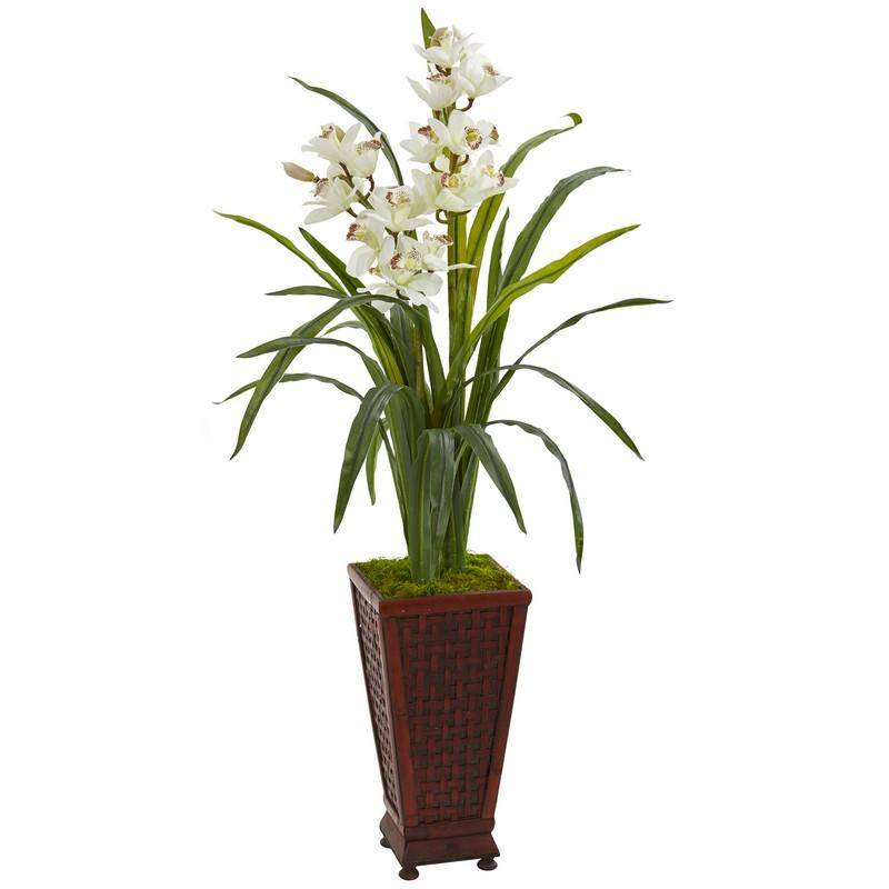 49" Cymbidium Orchid Artificial Plant in Decorative Planter