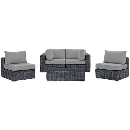 Summon 5 Piece Outdoor Patio Sunbrella¨ Sectional Set by Modway