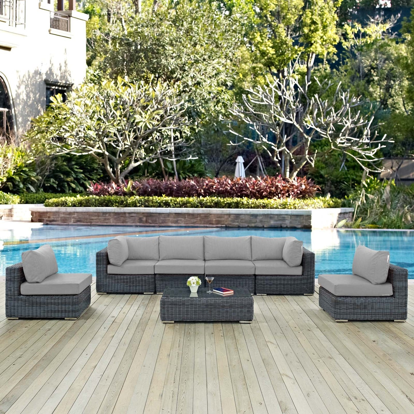Summon 7 Piece Outdoor Patio Sunbrella¨ Sectional Set by Modway
