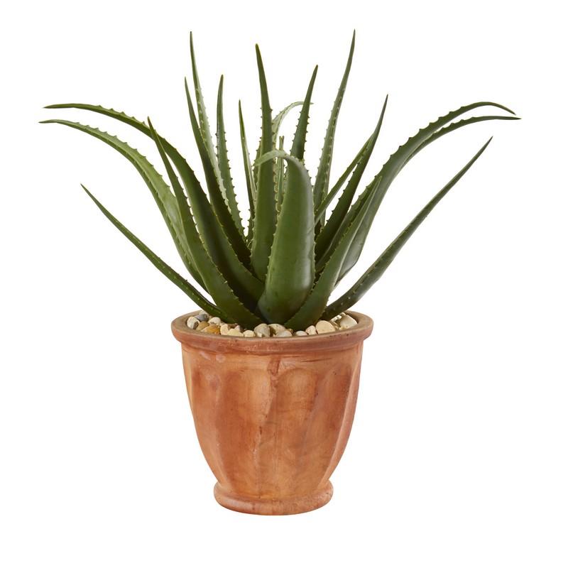 27" Aloe Artificial Plant in Terra-cotta Planter