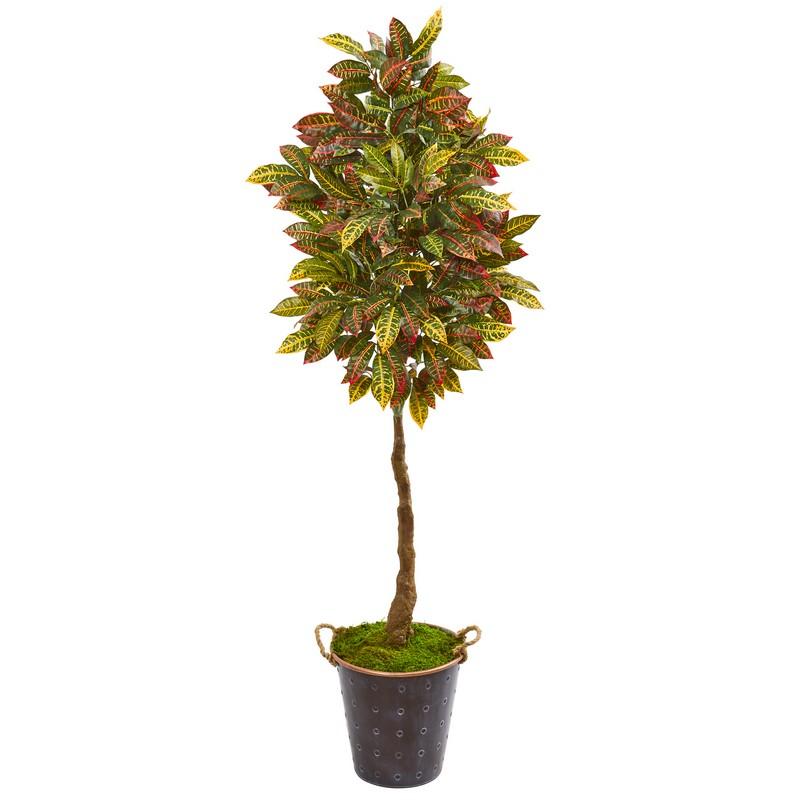 70" Croton Artificial Tree in Decorative Planter