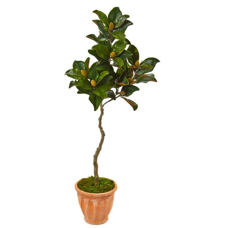 56" Magnolia Artificial Tree in Orange Planter