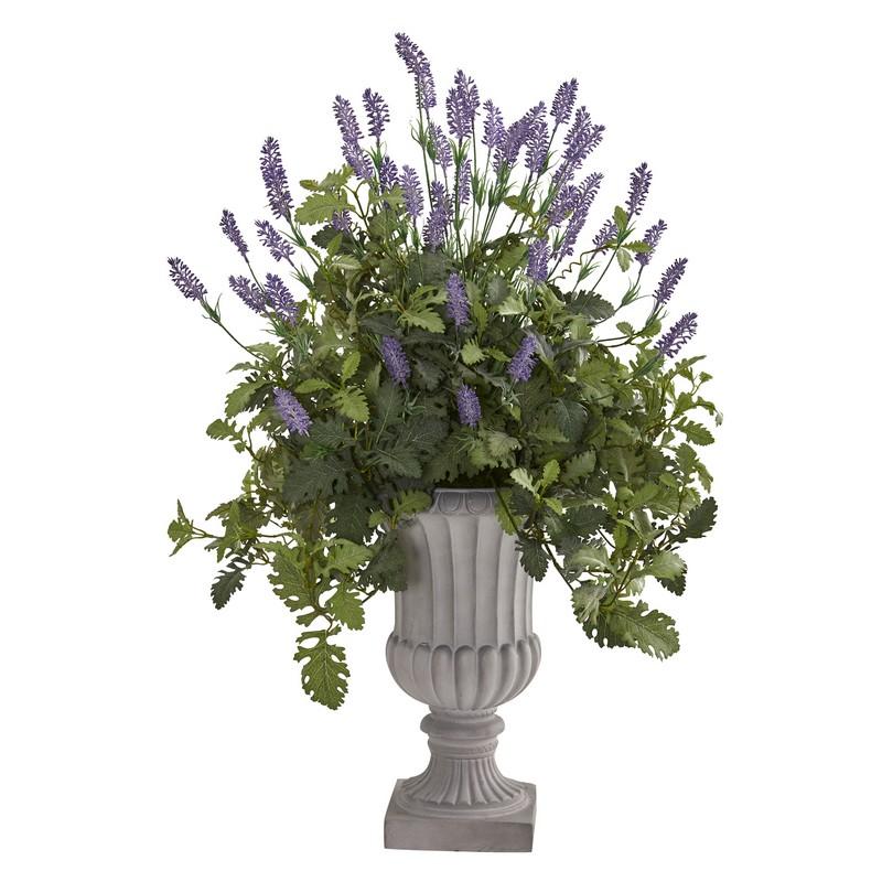 35" Lavender and Dusty Miller Artificial Plant in Urn