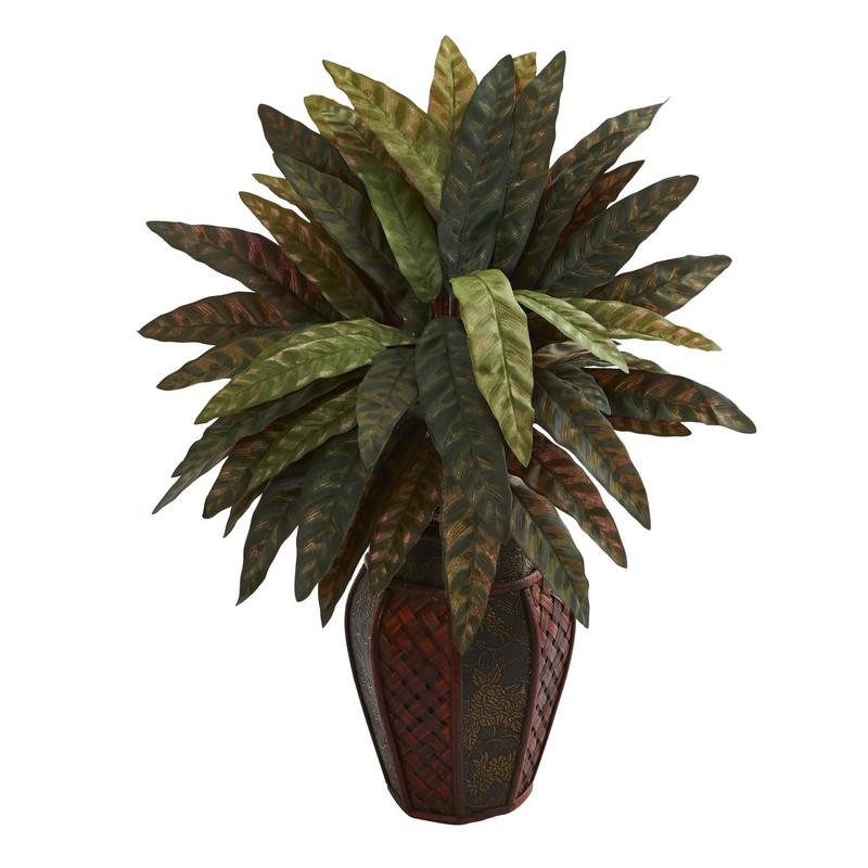 22" Peacock Artificial Plant in Decorative Planter