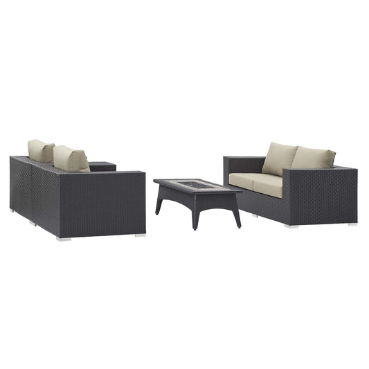Convene 4 Piece Set Outdoor Patio with Fire Pit by Modway