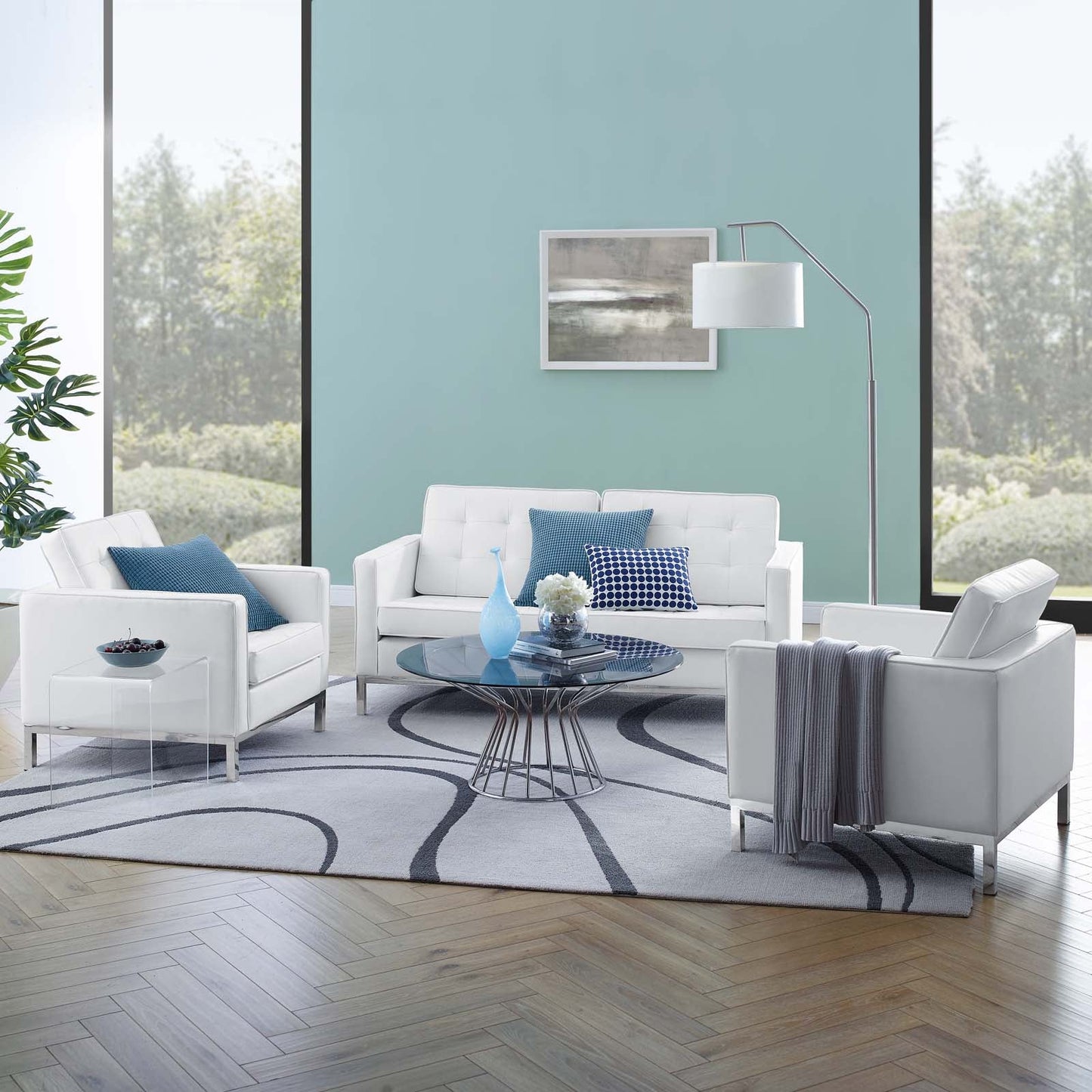 Loft 3 Piece Tufted Upholstered Faux Leather Set by Modway