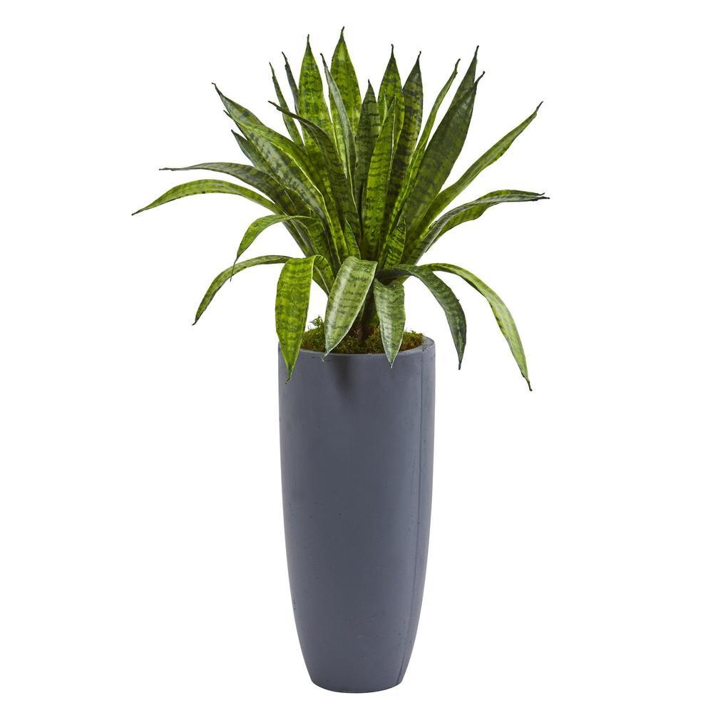34" Sansevieria Artificial Plant in Gray Planter