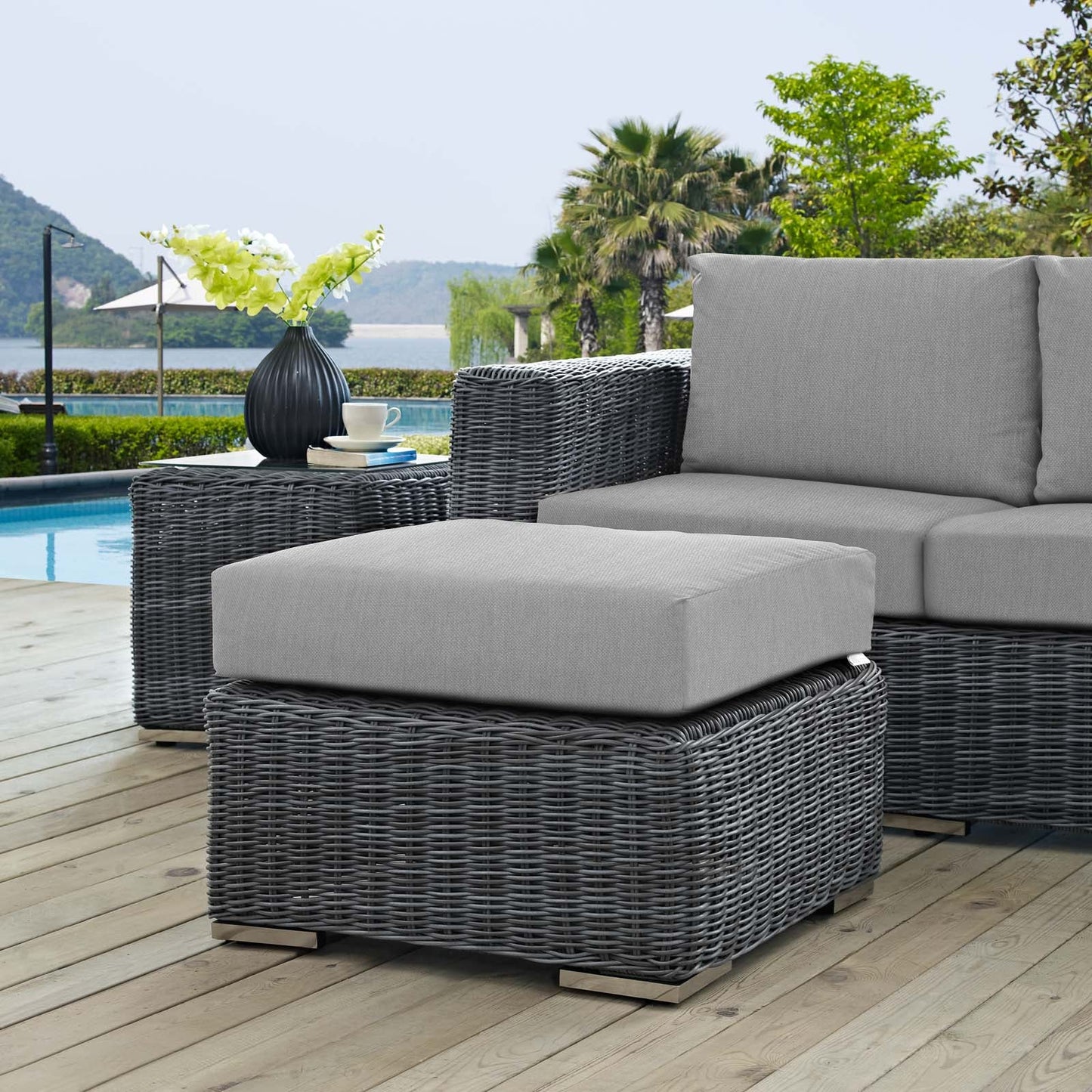 Summon Outdoor Patio Sunbrella¨ Ottoman by Modway