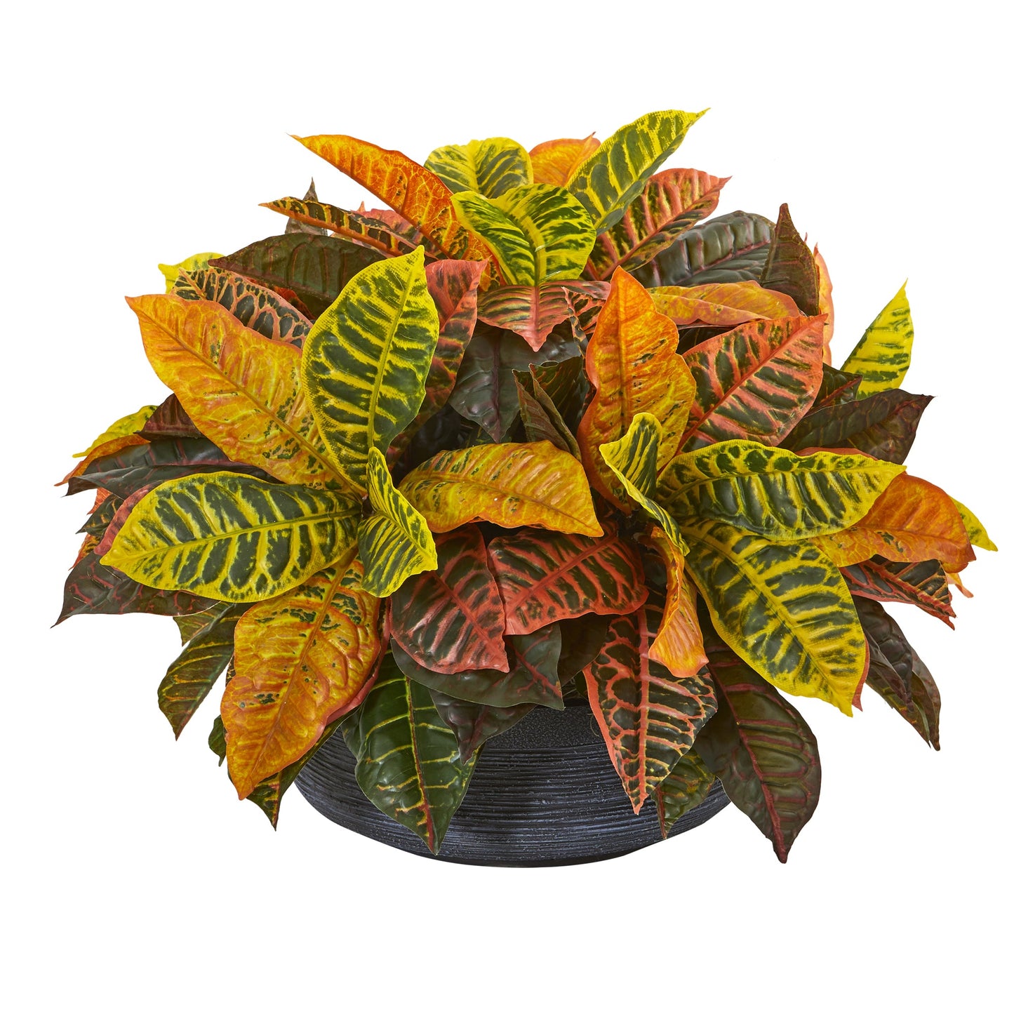 23" Garden Croton Artificial Plant in Decorative Bowl (Real Touch)