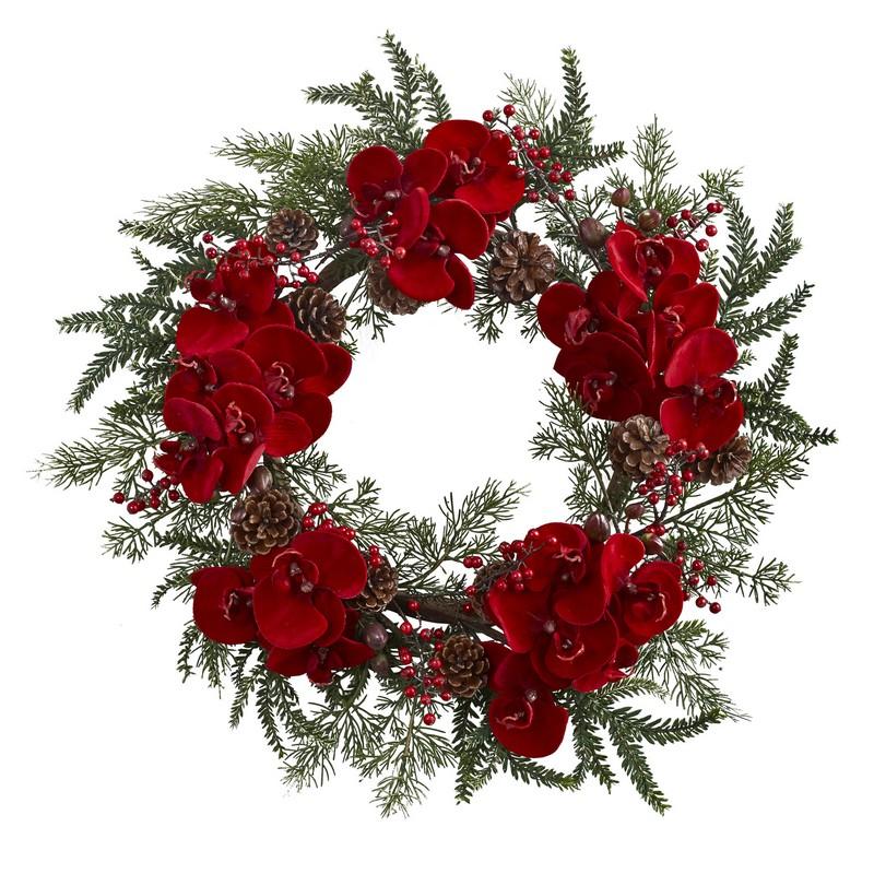 22" Orchid, Berry & Pine Holiday Wreath