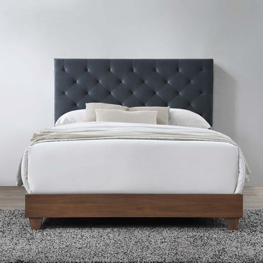 Rhiannon Diamond Tufted Upholstered Performance Velvet Queen Bed by Modway