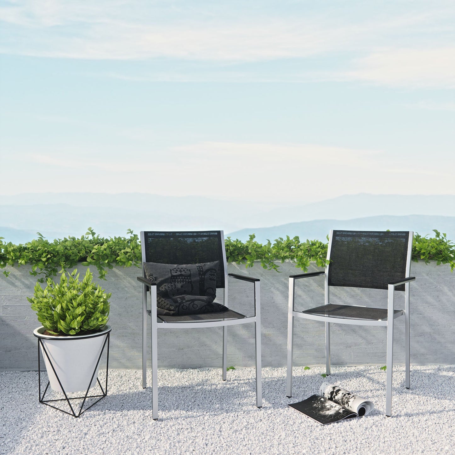 Shore Outdoor Patio Aluminum Dining Chair Set of 2 by Modway