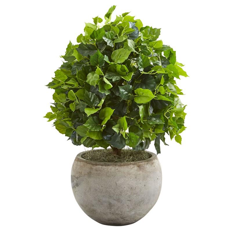 28" Ficus Artificial Tree in Bowl Planter