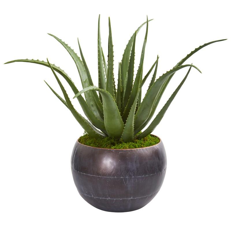 26" Aloe Artificial Plant in Decorative Bowl