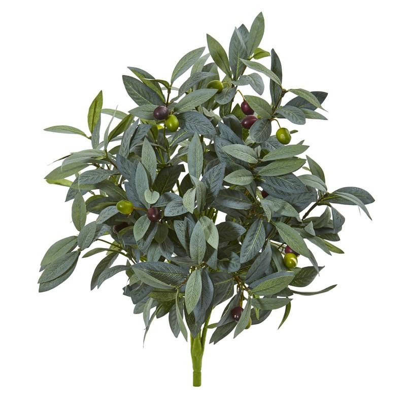 21" Olive Bush with Berries Artificial Plant (Set of 3)