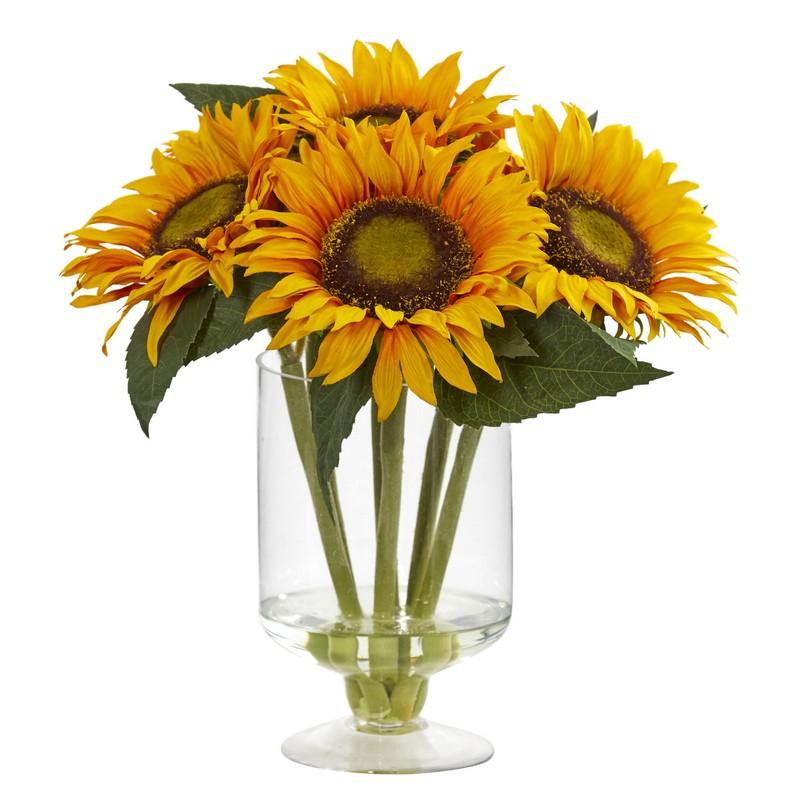 12" Sunflower Artificial Arrangement in Vase