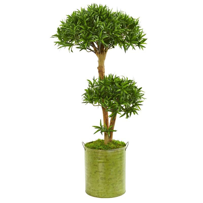 41" Bonsai Styled Podocarpus Artificial Tree in Metal Planter