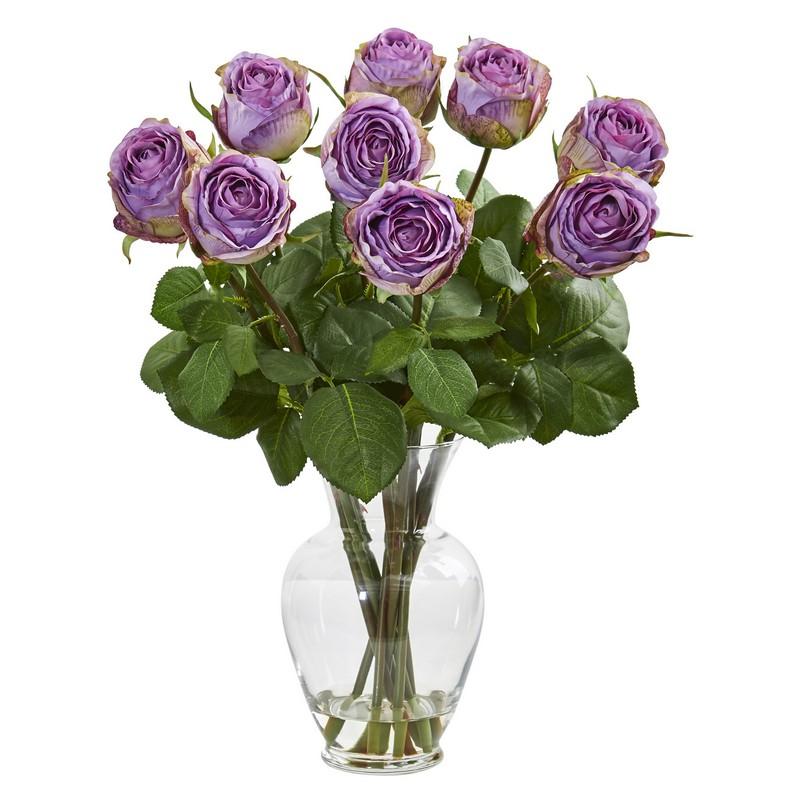 19" Rose Artificial Arrangement in Glass Vase