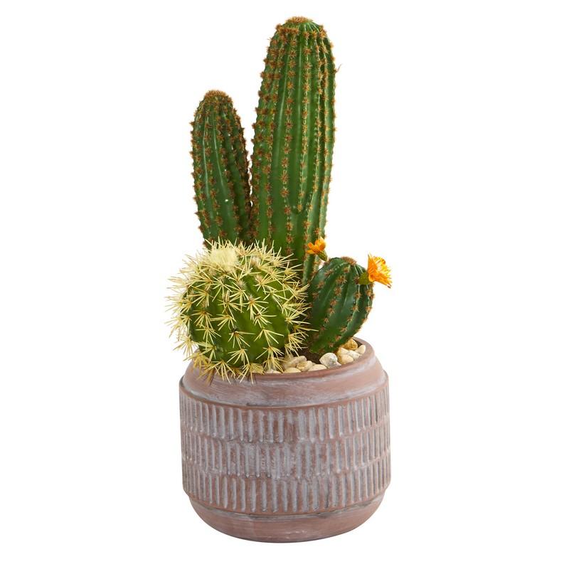 19" Cactus Artificial Plant in Decorative Planter