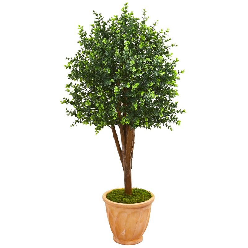 52" Eucalyptus Artificial Tree in Terra-Cotta Planter UV Resistant