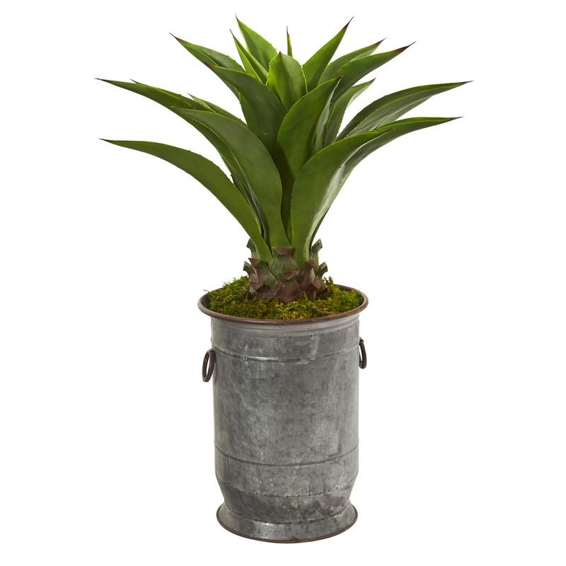39" Agave Artificial Plant in Metal Planter