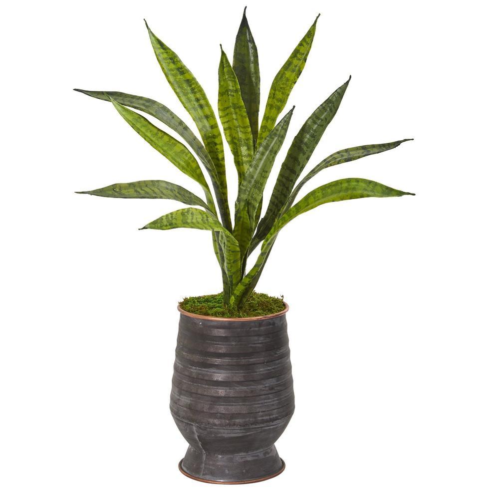 24" Sansevieria Artificial Plant in Decorative Planter