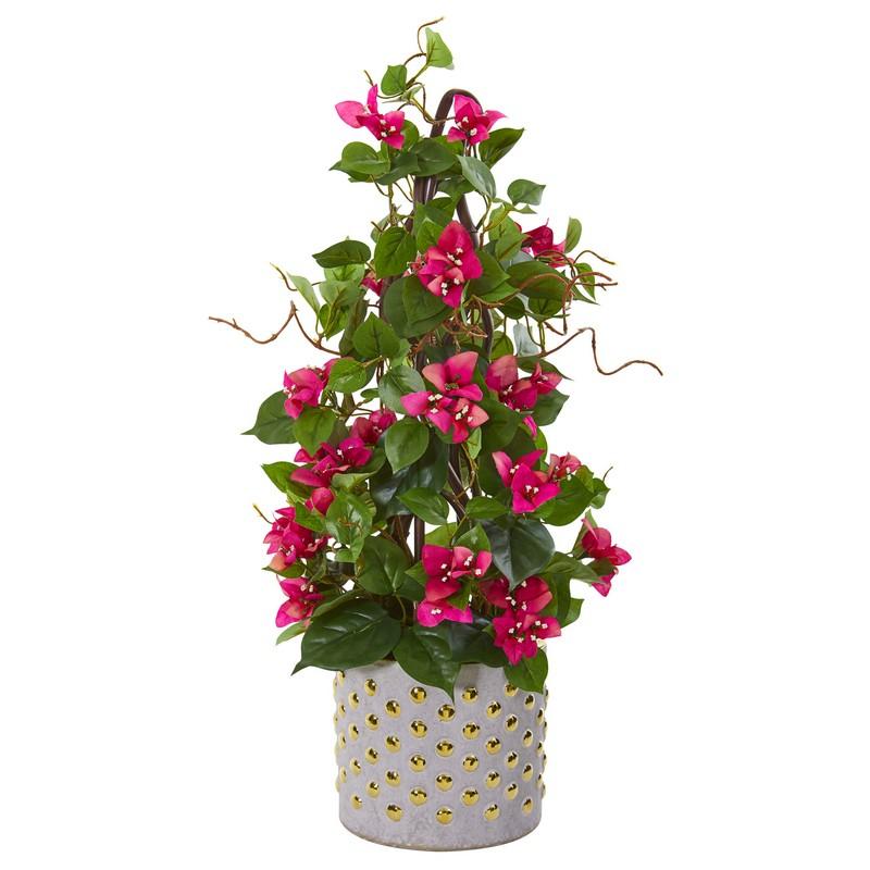 25" Bougainvillea Artificial Climbing Plant in Designer Vase