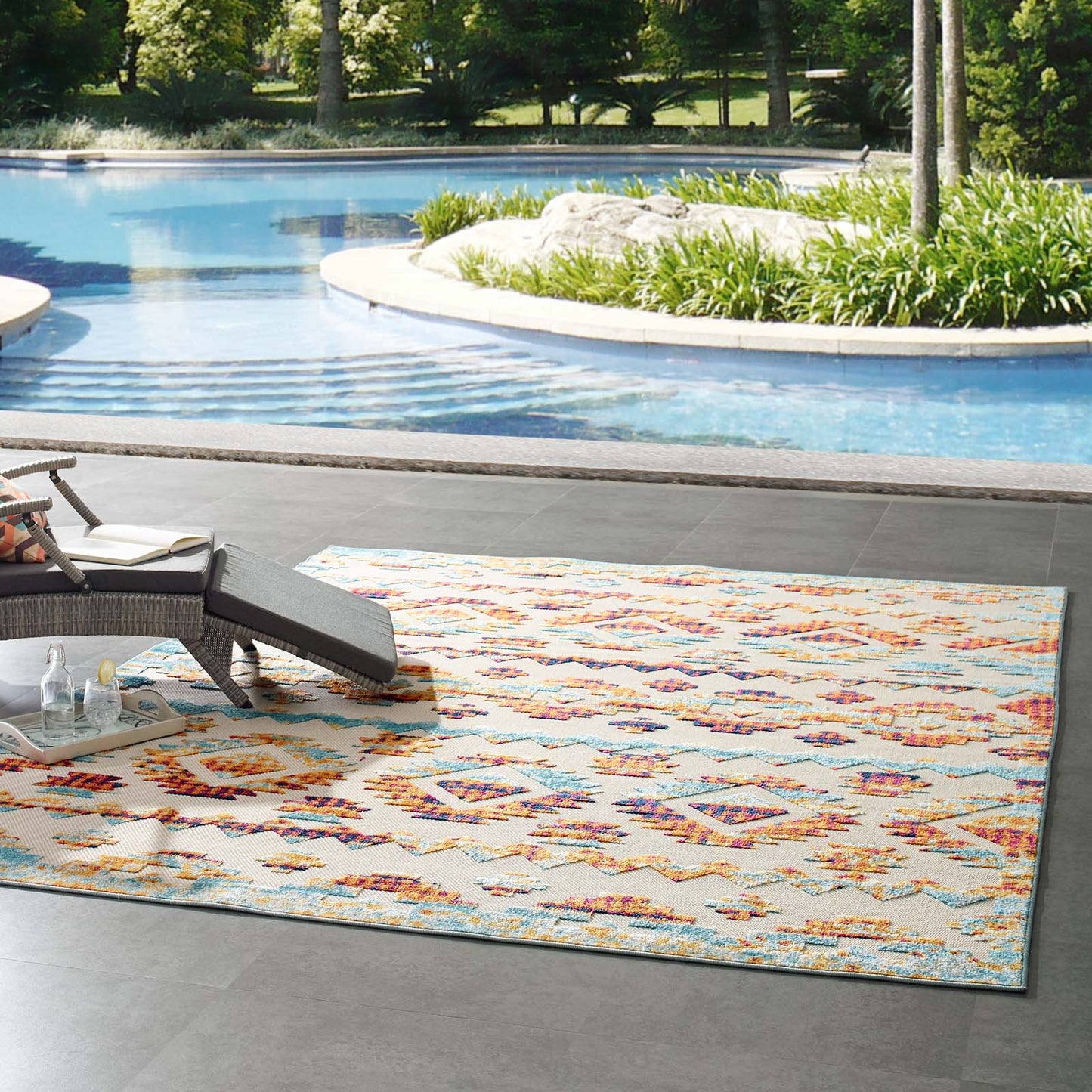 Reflect Takara Abstract Diamond Moroccan Trellis 8x10 Indoor and Outdoor Area Rug by Modway