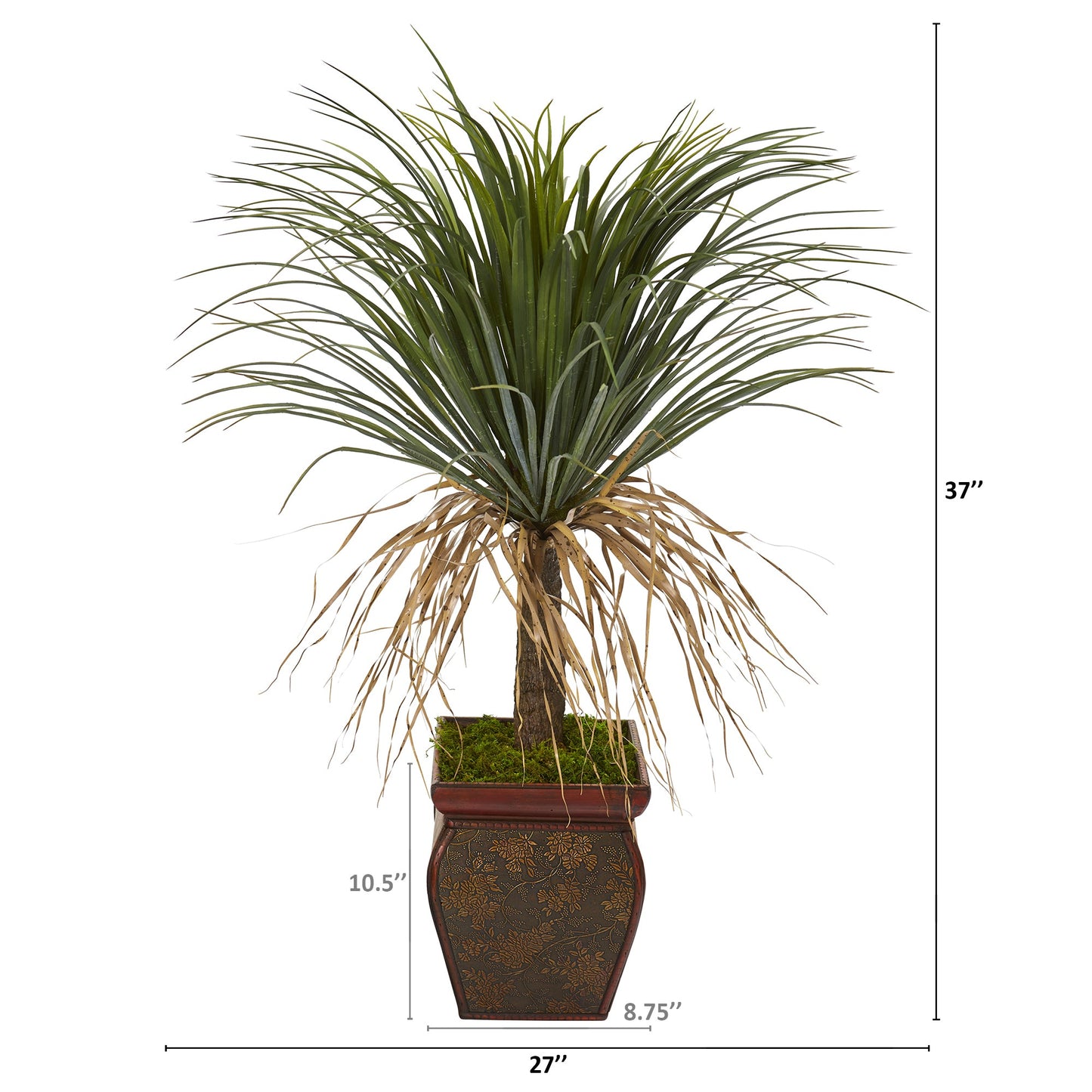 37" Pony Tail Palm Artificial Plant in Decorative Planter