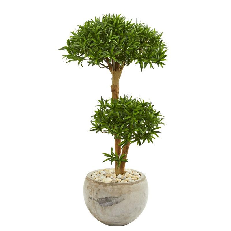 39" Bonsai Styled Podocarpus Artificial Tree in Bowl Planter