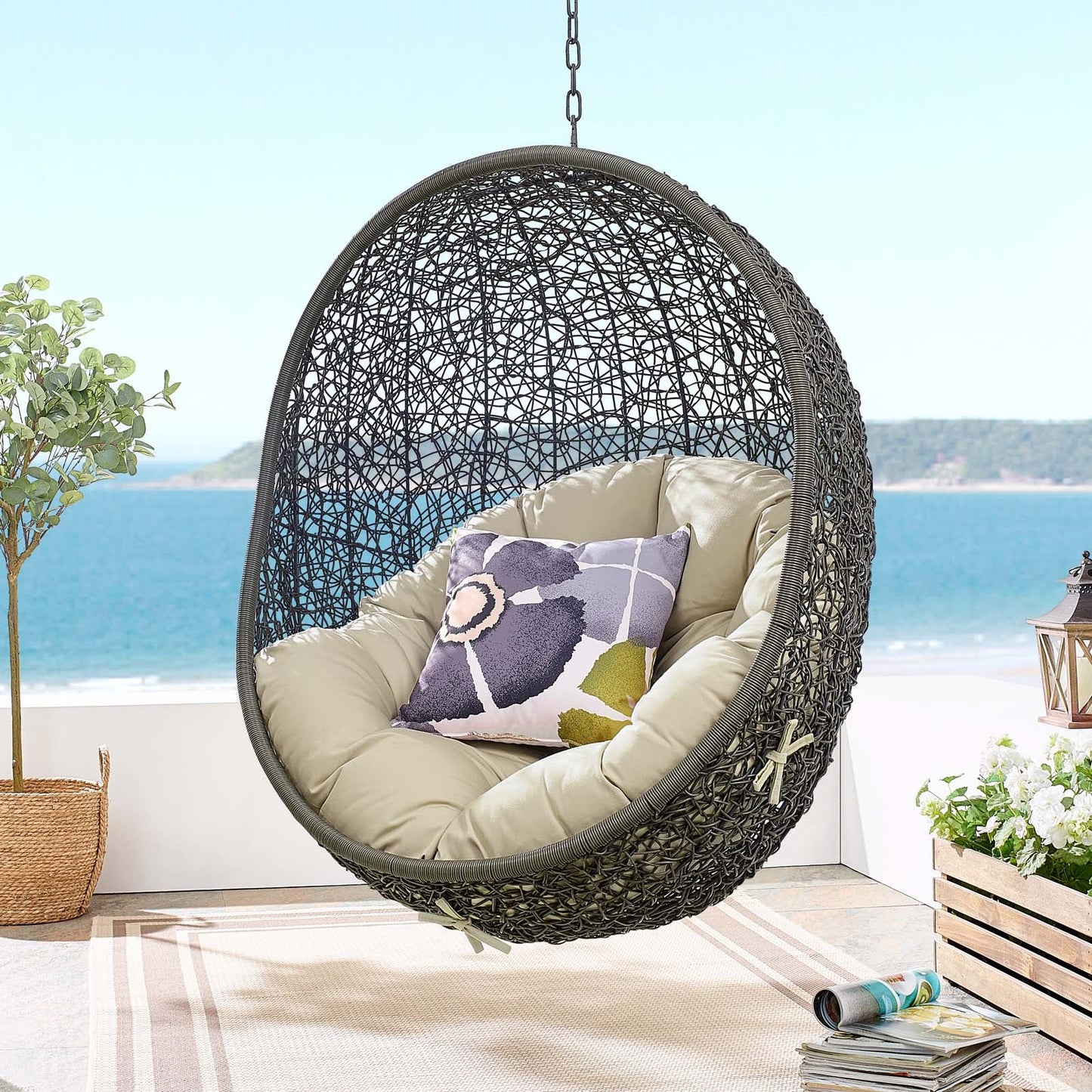 Hide Outdoor Patio Sunbrella¨ Swing Chair With Stand by Modway