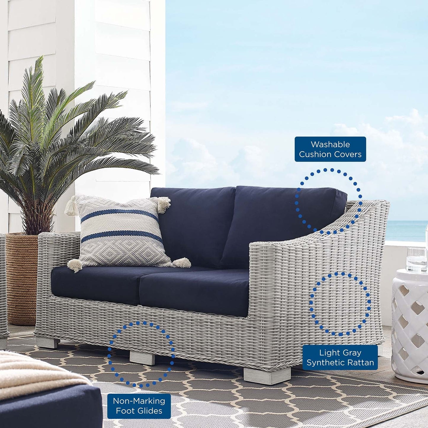 Conway Sunbrella¨ Outdoor Patio Wicker Rattan Loveseat by Modway
