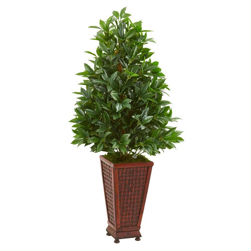 4' Bay Leaf Artificial Topiary Tree in Decorative Planter